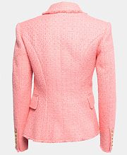 Balmain Pink Tweed Double-Breasted Blazer  - 4