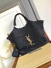 YSL Icare In Raffia Tote Black - 37–55 X 43 X 5 CM - 1
