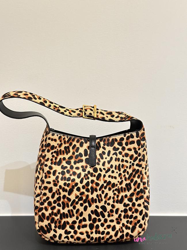 YSL Le5 À7 SuedeLeopa Supple Small In Pony Hair Leather Beige Black - 23×22×8.5cm - 1