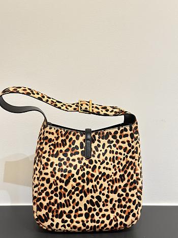 YSL Le5 À7 SuedeLeopa Supple Small In Pony Hair Leather Beige Black - 23×22×8.5cm