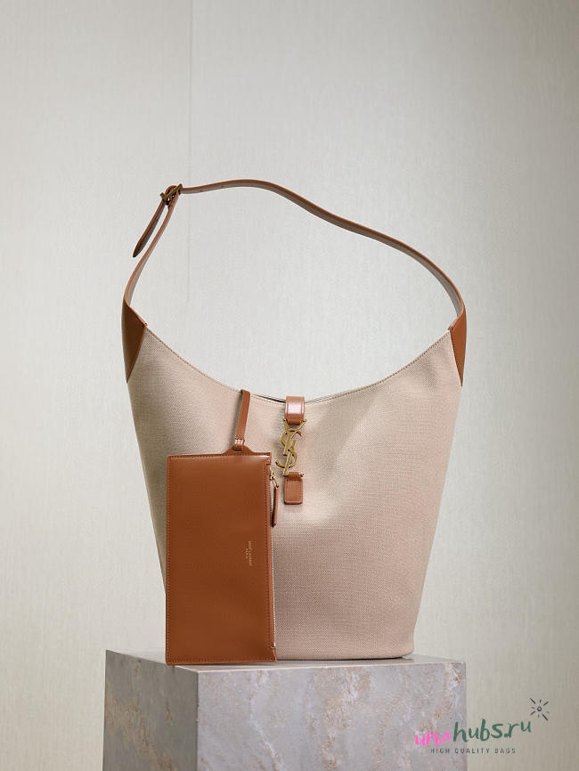 YSL Le 5 a 7 Hobo canvas and leather shoulder bag  26×31.5×13.5cm - 1