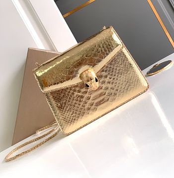 Bvlgari Serpenti Croossbody Bag In Gold Snake Leather - 20 X 15 X 5 Cm