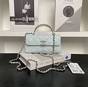 CHANEL FLAP PHONE HOLDER WITH CHAIN I CAVIAR LIGHT BLUE -  19x10x4.5cm - 1