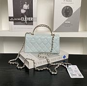CHANEL FLAP PHONE HOLDER WITH CHAIN I CAVIAR LIGHT BLUE -  19x10x4.5cm - 6