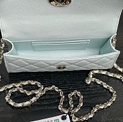 CHANEL FLAP PHONE HOLDER WITH CHAIN I CAVIAR LIGHT BLUE -  19x10x4.5cm - 5