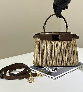 Fendi Peekaboo Fabric Brown - 23x11x18
