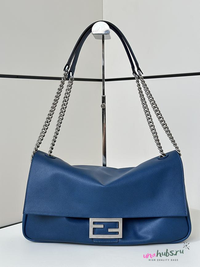 Fendi Large Rectangular Chain Strap Shoulder Bag In Blue  - 40x7x18.5cm - 1
