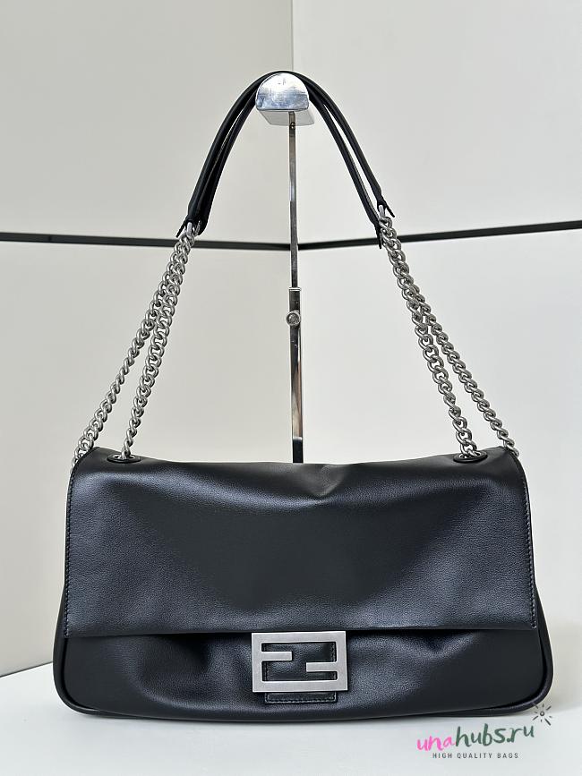 	 Fendi Large Rectangular Chain Strap Shoulder Bag In Black - 40x7x18.5cm - 1