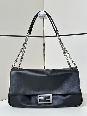 	 Fendi Large Rectangular Chain Strap Shoulder Bag In Black - 40x7x18.5cm