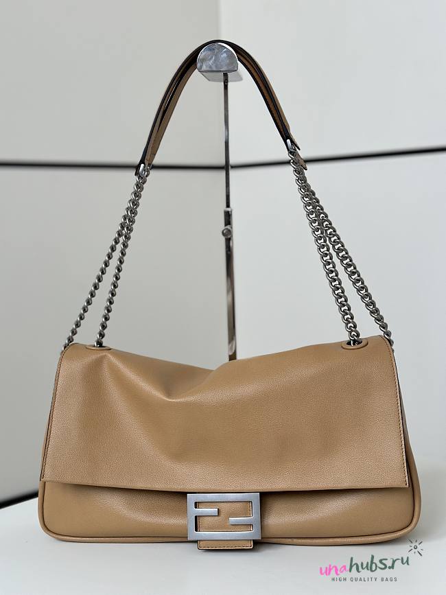 	 Fendi Large Rectangular Chain Strap Shoulder Bag In Brown - 40x7x18.5cm - 1