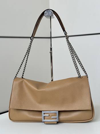 	 Fendi Large Rectangular Chain Strap Shoulder Bag In Brown - 40x7x18.5cm