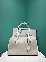 Prada Tan/White Medium linen blend and leather tote bag - 35x22.5x18 - 1