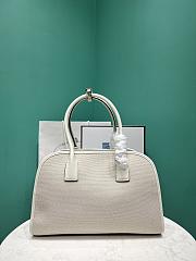Prada Tan/White Medium linen blend and leather tote bag - 35x22.5x18 - 5