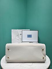 Prada Tan/White Medium linen blend and leather tote bag - 35x22.5x18 - 3