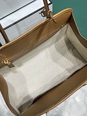 	 Prada Brown/White Medium linen blend and leather tote bag - 35x22.5x18 - 5