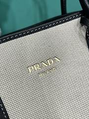 	 Prada Black/White Medium linen blend and leather tote bag - 35x22.5x18 - 4