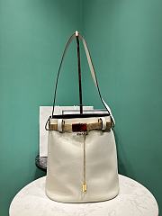 PRADA Cream Buckle Leather Bucket Bag - 26.5x29x18cm - 1