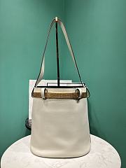 PRADA Cream Buckle Leather Bucket Bag - 26.5x29x18cm - 4
