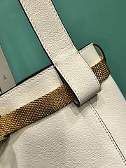 PRADA Cream Buckle Leather Bucket Bag - 26.5x29x18cm - 3