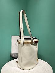 PRADA Cream Buckle Leather Bucket Bag - 26.5x29x18cm - 2