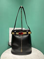 	 PRADA Black Buckle Leather Bucket Bag - 26.5x29x18cm - 1