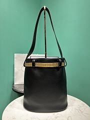 	 PRADA Black Buckle Leather Bucket Bag - 26.5x29x18cm - 4