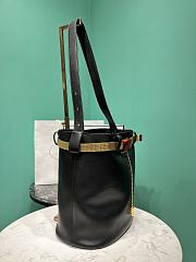 	 PRADA Black Buckle Leather Bucket Bag - 26.5x29x18cm - 3