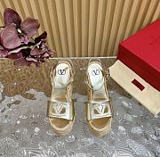 Valentino Vlogo Cut-out Wedge Sandal In Laminated Nappa Leather - 6