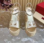 Valentino Vlogo Cut-out Wedge Sandal In Laminated Nappa Leather - 5
