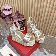 Valentino Vlogo Cut-out Wedge Sandal In Laminated Nappa Leather - 2