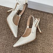 Dior J'Adior Slingback Pump White Embroidered Cotton and Silver-Tone Stras - 4