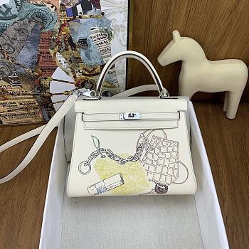 Hermes Kelly 25 leather handbag Ecru in Leather