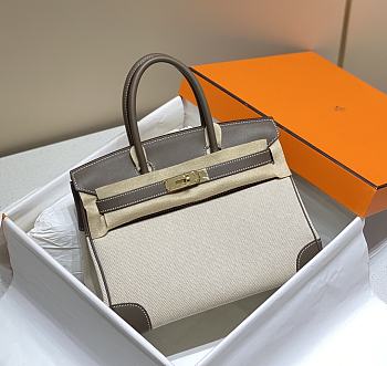 Hermes Birkin 30 Handbag Grey/Cream Leather