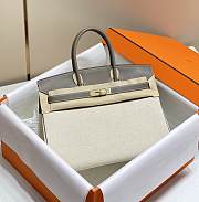 	 Hermes Birkin 35 Handbag Grey/Cream Leather - 1
