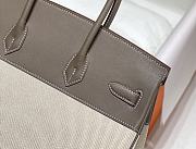 	 Hermes Birkin 35 Handbag Grey/Cream Leather - 5