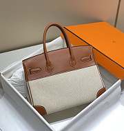 	 Hermes Birkin 30 Handbag Brown/Cream Leather - 4