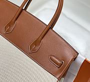 	 Hermes Birkin 35 Handbag Brown/Cream Leather - 4
