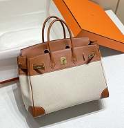 	 Hermes Birkin 35 Handbag Brown/Cream Leather - 2