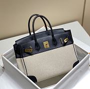 	 Hermes Birkin 30 Handbag Black/Cream Leather - 6