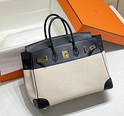 	 Hermes Birkin 35 Handbag Black/Cream Leather - 5