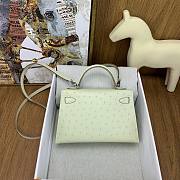 Hermes Kelly pochette off white ostrich leather bag - 22cm - 5