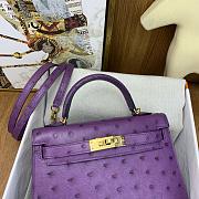 	 Hermes Kelly pochette purple ostrich leather bag - 22cm - 5