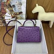 	 Hermes Kelly pochette purple ostrich leather bag - 22cm - 4