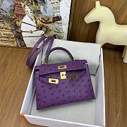 	 Hermes Kelly pochette purple ostrich leather bag - 22cm - 3