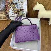 	 Hermes Kelly pochette purple ostrich leather bag - 22cm - 2