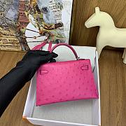 	 Hermes Kelly pochette dark pink ostrich leather bag - 22cm - 6