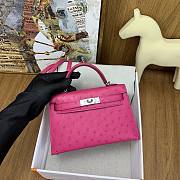 	 Hermes Kelly pochette dark pink ostrich leather bag - 22cm - 4