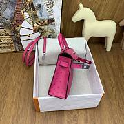 	 Hermes Kelly pochette dark pink ostrich leather bag - 22cm - 3