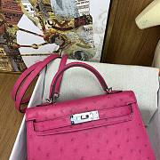 	 Hermes Kelly pochette dark pink ostrich leather bag - 22cm - 2