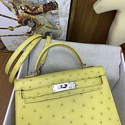 	 Hermes Kelly pochette yellow ostrich leather bag - 22cm - 2